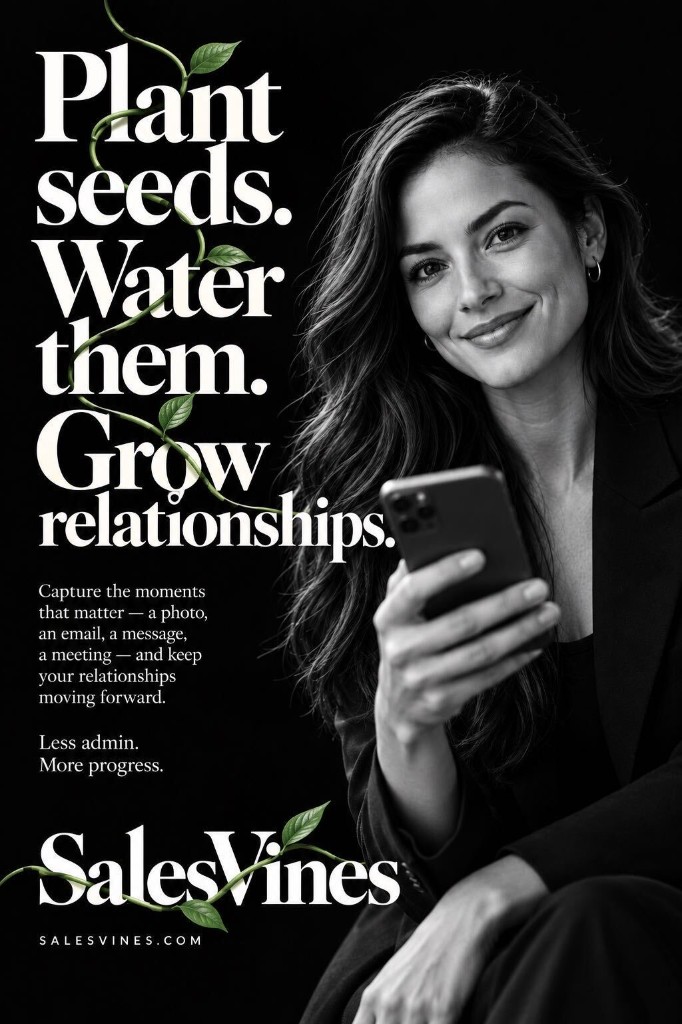 SalesVines advertisement: Plant seeds. Water them. Grow relationships.